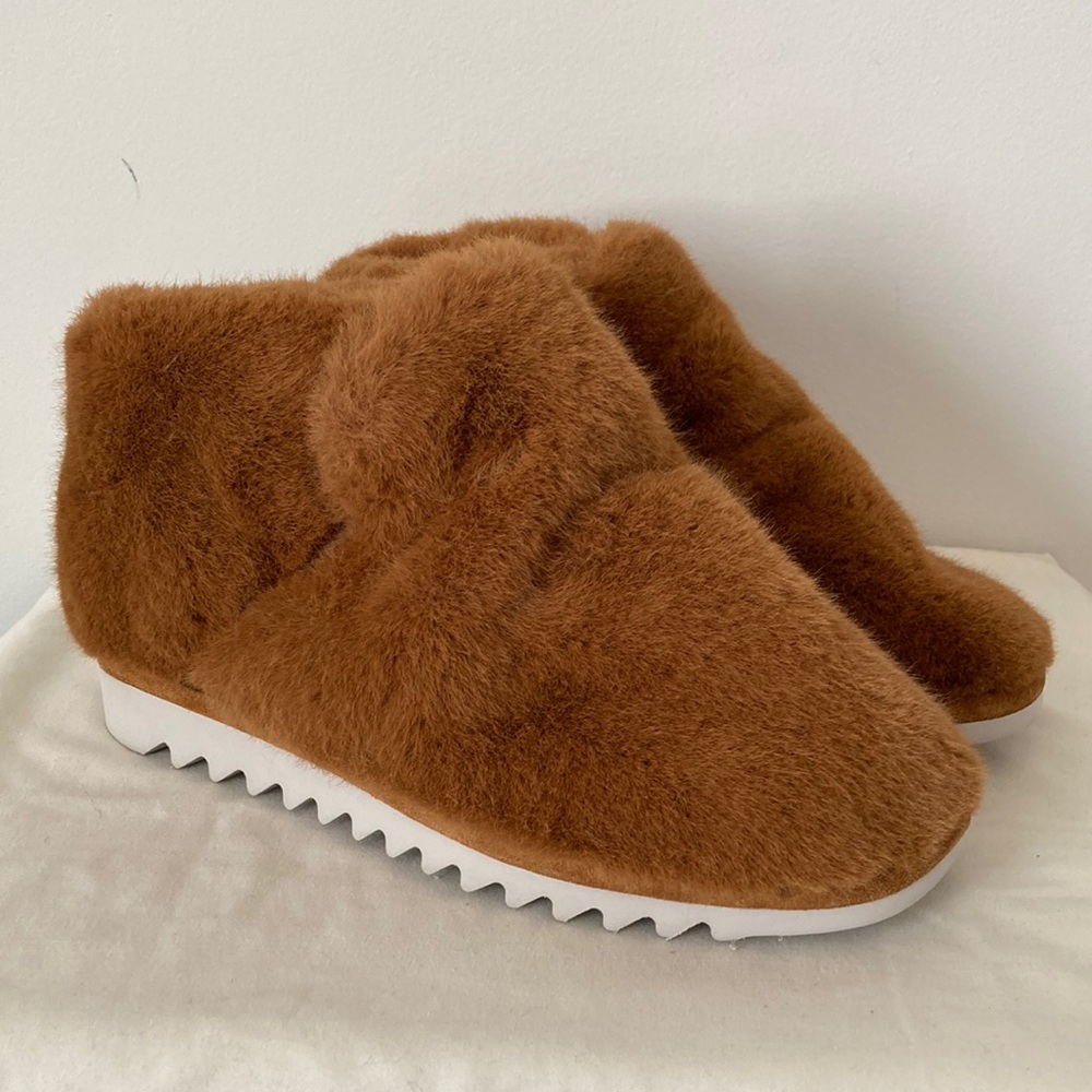 rag & bone Eira Faux Fur Bootie Slipper Camel 39 8.5-9 NEW